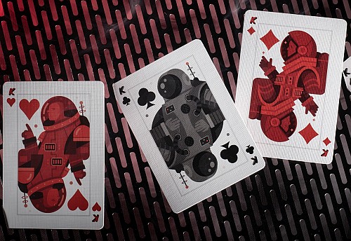 retro rocket playing cards