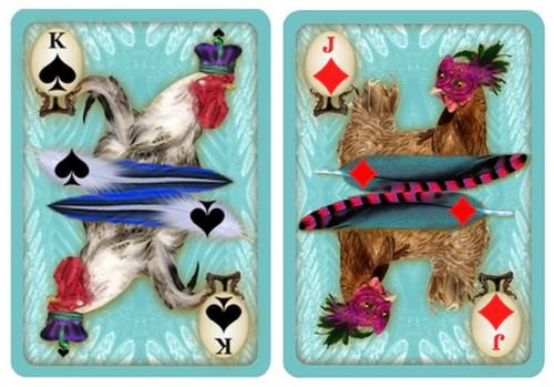 chicken playing cards