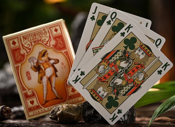 gambling frog playing cards