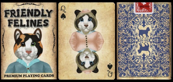 friendly feline playing cards