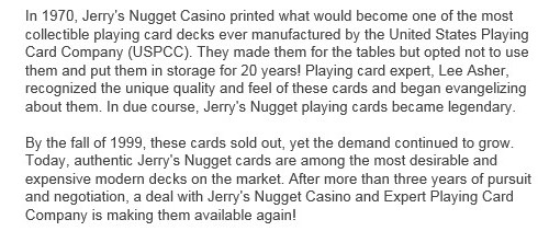 Jerry' Nugget Playing Cards