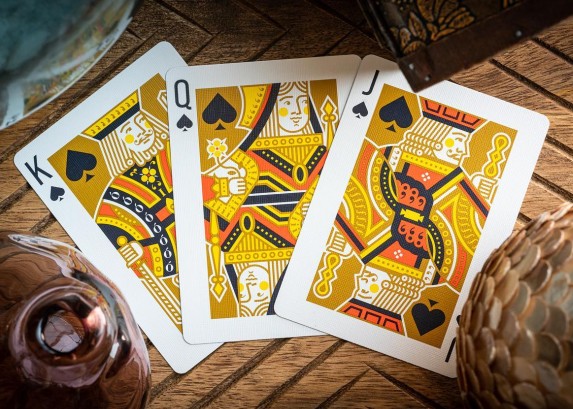 Create an artistic representation of a royal flush, the highest-ranking  hand in poker, using vibrant colors and intricate details. showcase the  five cards (ace, king, queen, jack, and ten) from a single