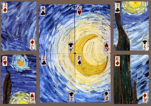 starry night puzzle playing cards