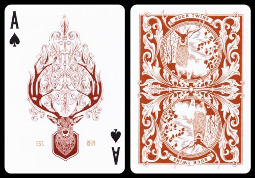 Antler Maroon Playing Cards Poker Size Deck USPCC Dan & Dave Buck Twins Custom 