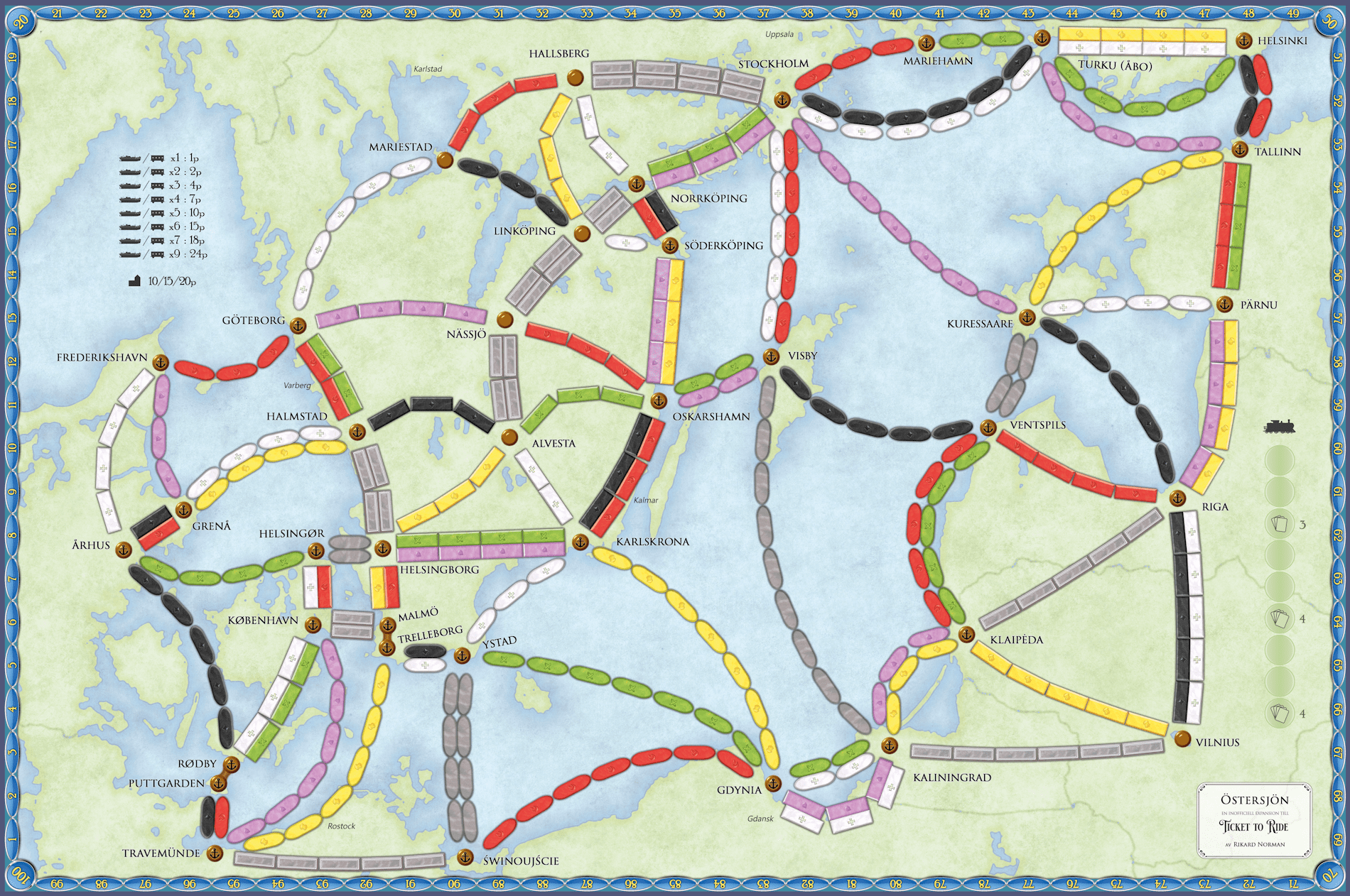 Baltic Sea (Östersjön) (fan expansion for Ticket to Ride: Rails & Sails)