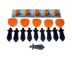 Imperial Settlers: Wooden shields and swords with stickers