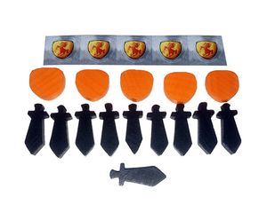 Imperial Settlers: Wooden shields and swords with stickers