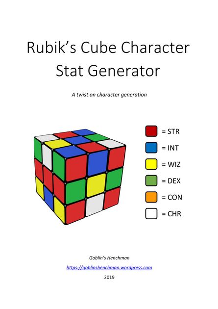 Rubik's Cube Character Stat Generator | RPG Item | RPGGeek