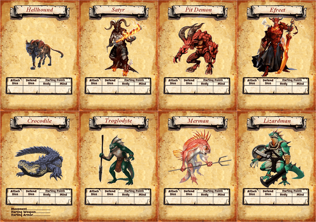 Custom monster cards HeroQuest
