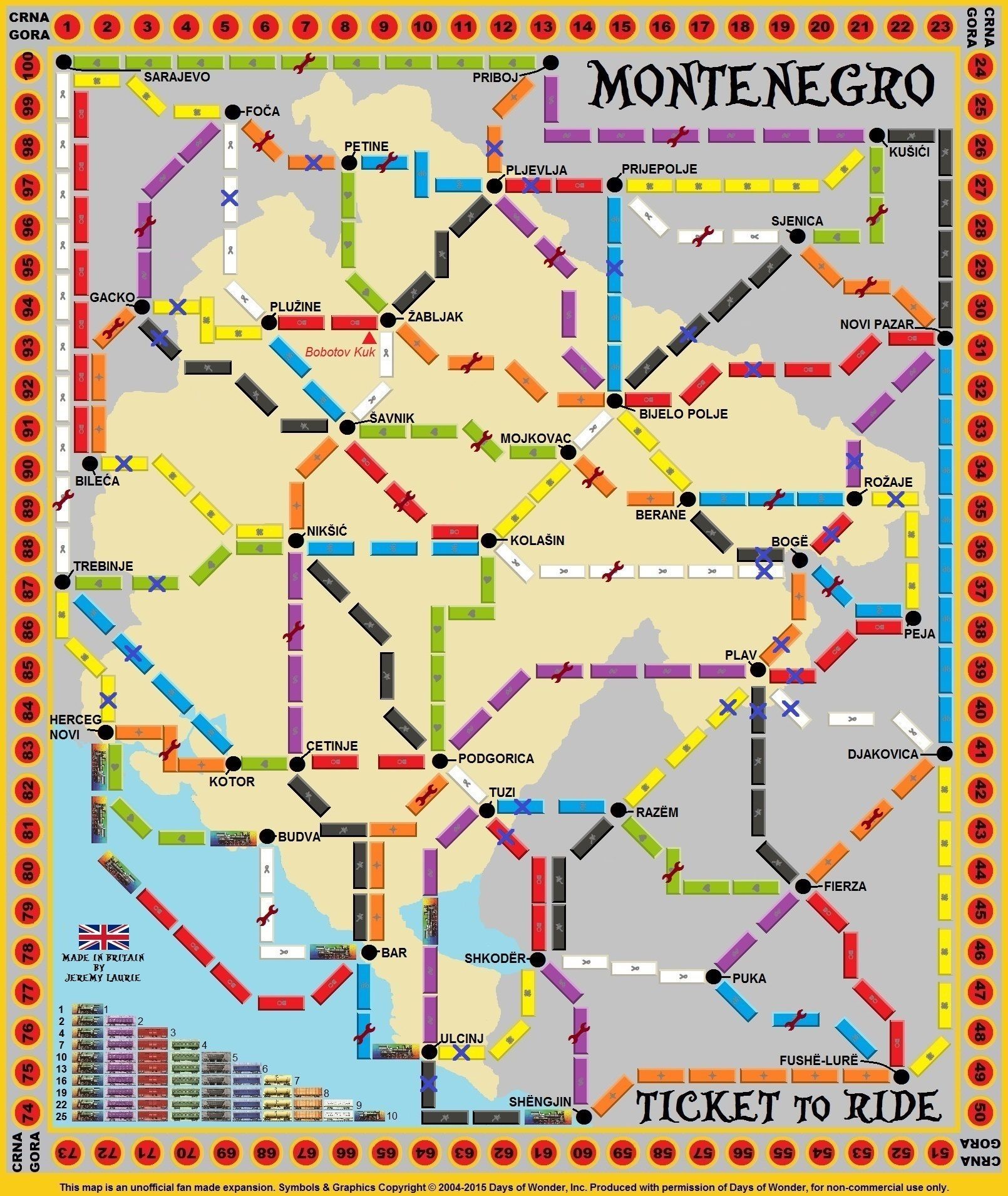 Montenegro (fan expansion for Ticket to Ride)