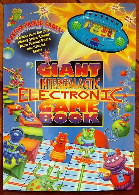 6 Games in One NEW GIANT INTERGALACTIC ELECTRONIC GAME BOOK 4 Figures +3 up 