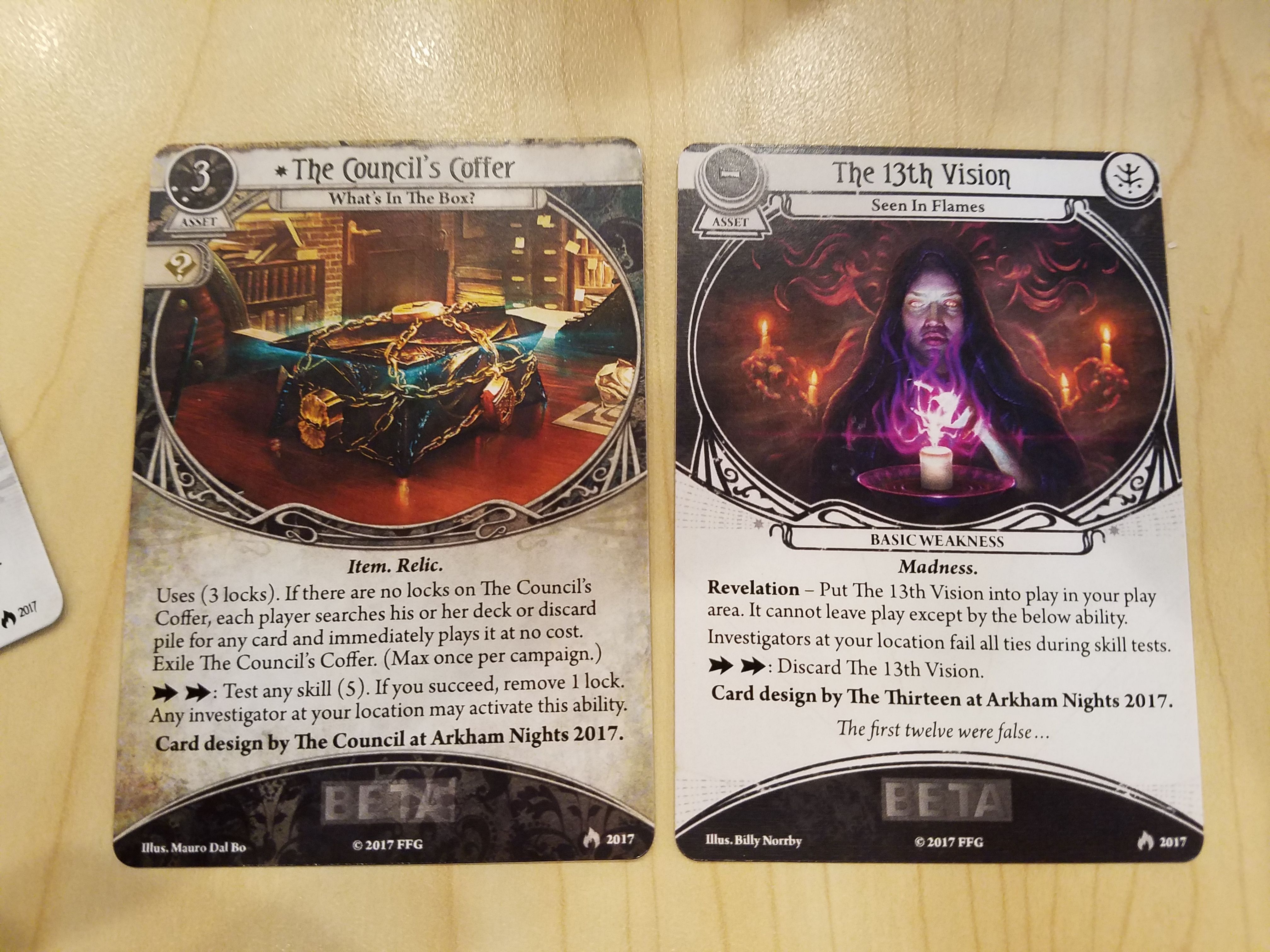Arkham Horror: The Card Game – Beta Cards from Arkham Night 2017