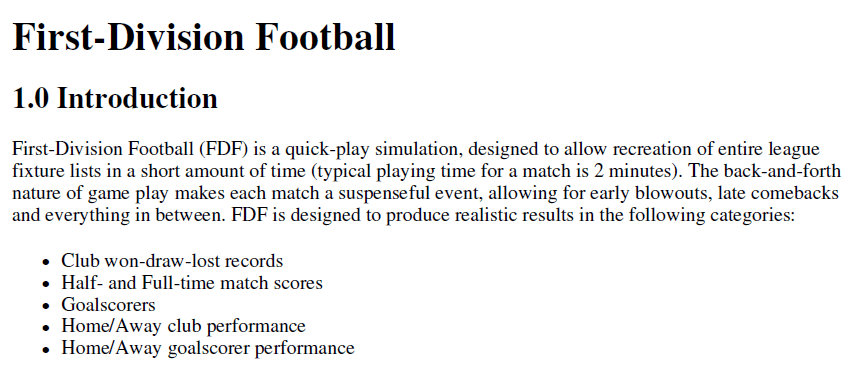 First Division Football