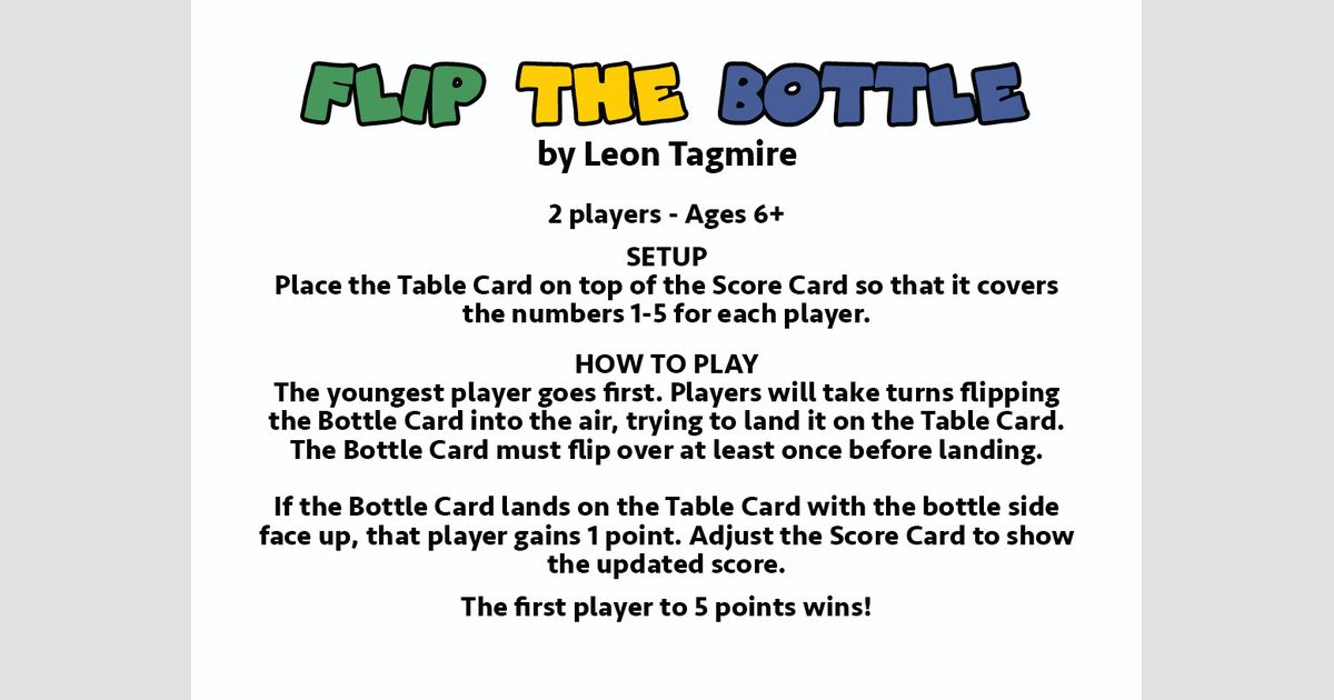Flip the Bottle Board Game BoardGameGeek