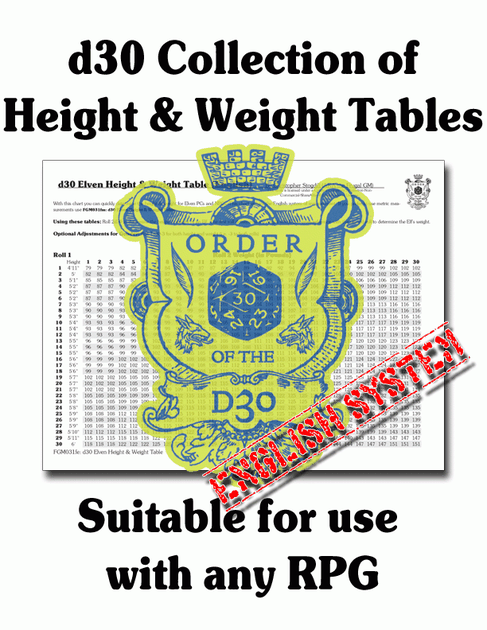 FGM031z: d30 Collection of Height and Weight Tables | RPG Item ...