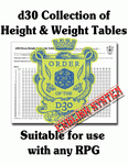 RPG Item: FGM031z: d30 Collection of Height and Weight Tables