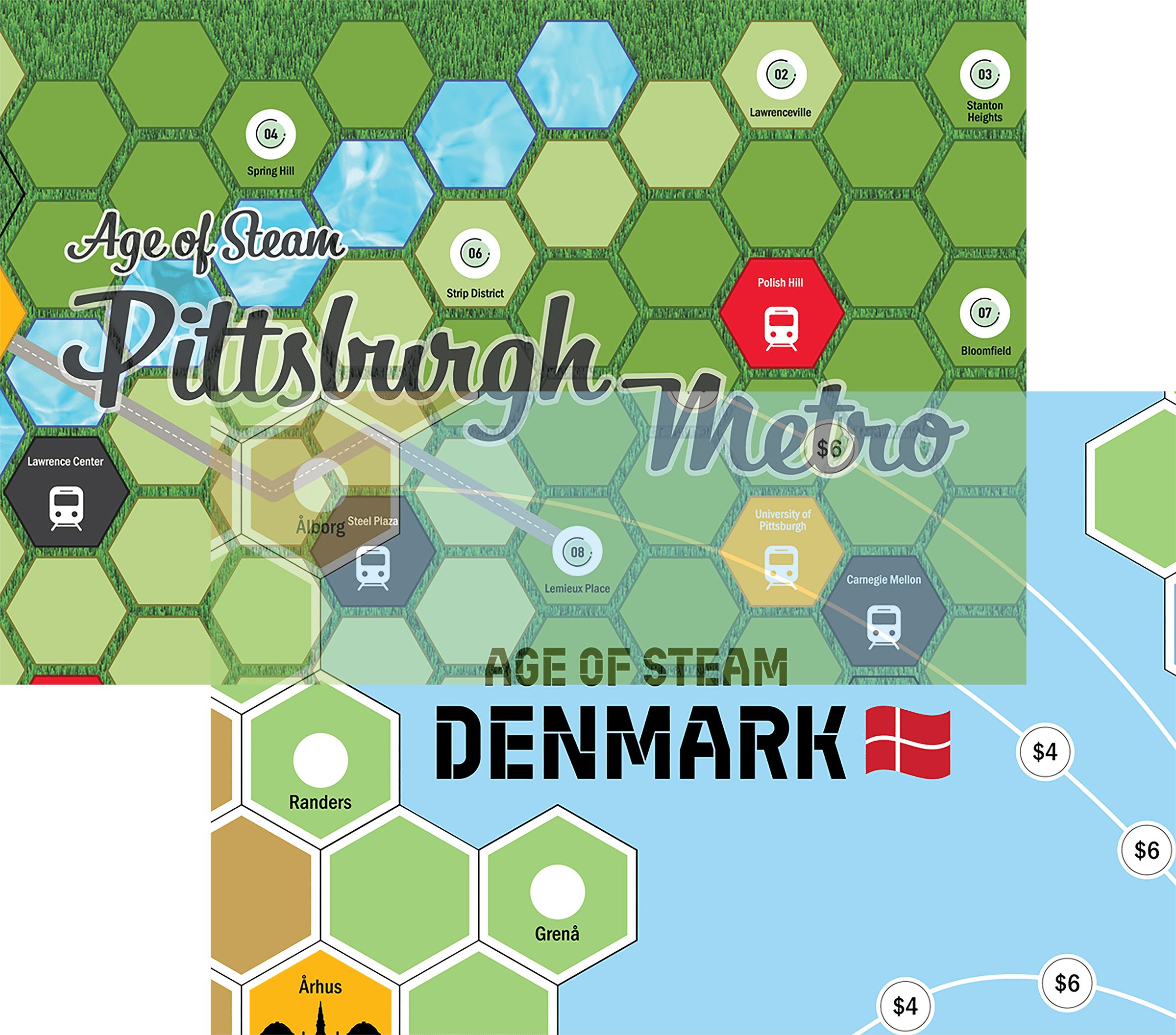 Age of Steam Expansion: Pittsburgh Metro / Denmark cover