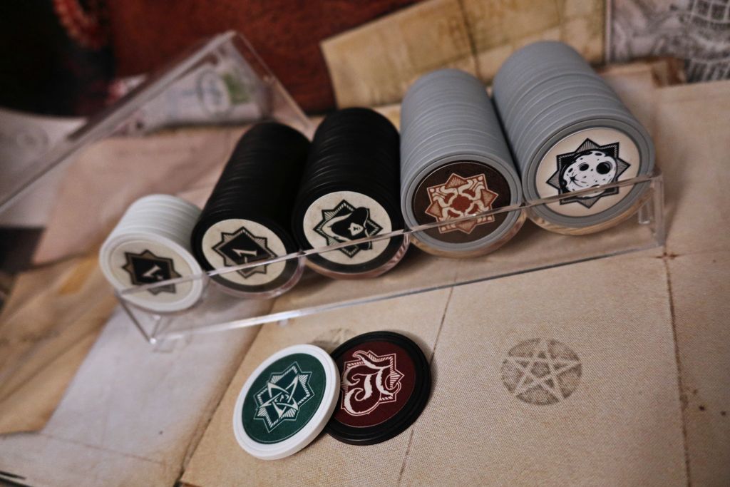 Poker chip chaos tokens that I was lucky to get my hands on. — Photo by wourme on BoardGameGeek