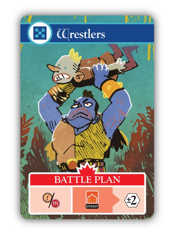 The Wrestlers card from Oath the Board Game