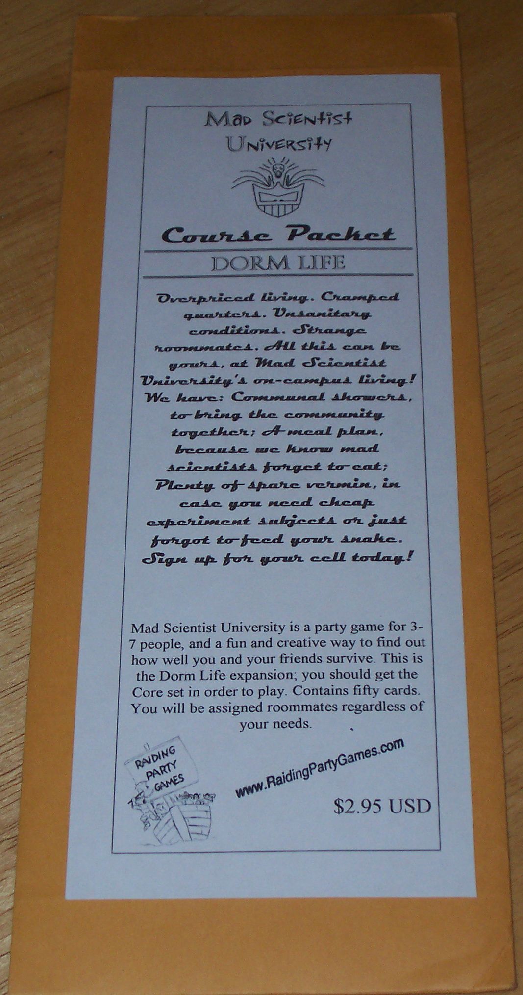 Mad Scientist University Course Packet: Dorm Life