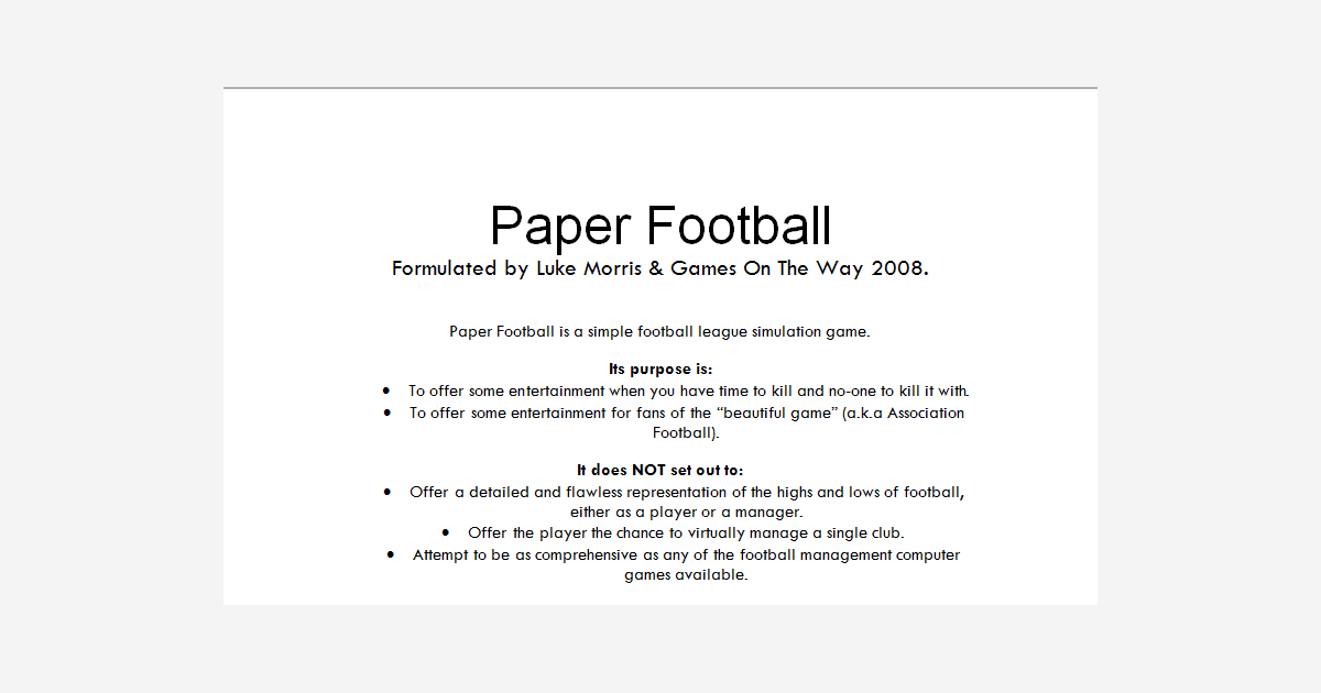 Paper Football Board Game BoardGameGeek