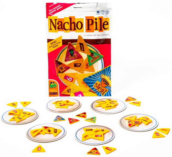 Nacho Pile, Pandasaurus Games, 2022 — bag and components (image provided by the publisher)