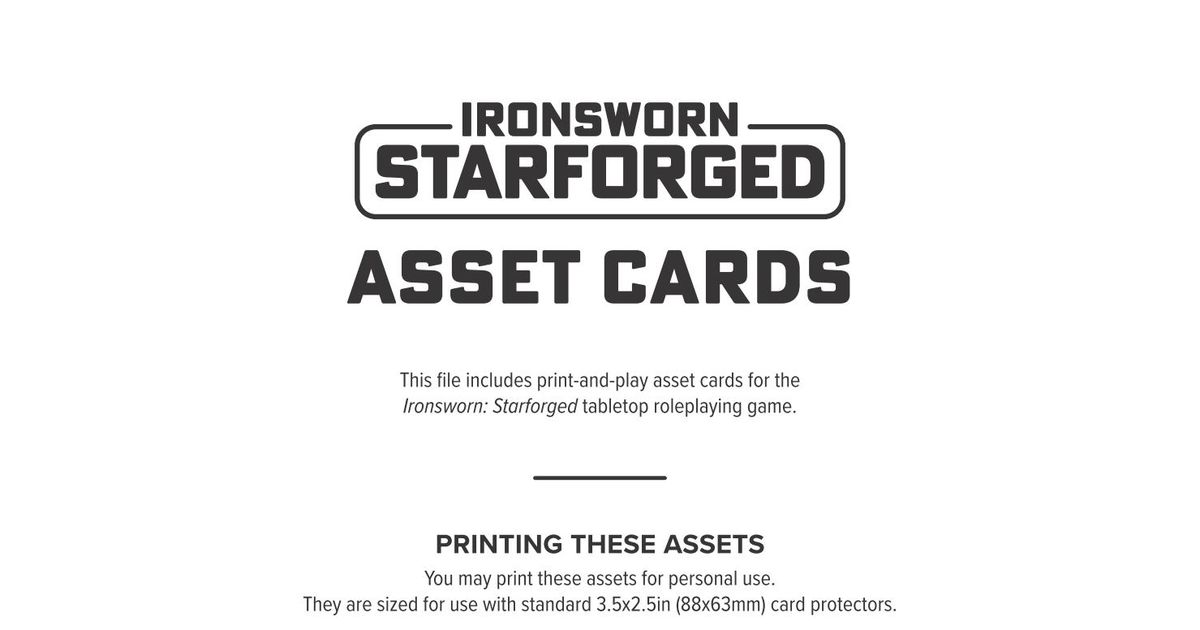 Ironsworn Asset Cards RPG Item BoardGameGeek