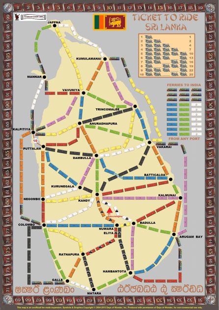 Sri Lanka Fan Expansion For Ticket To Ride Board Game Boardgamegeek
