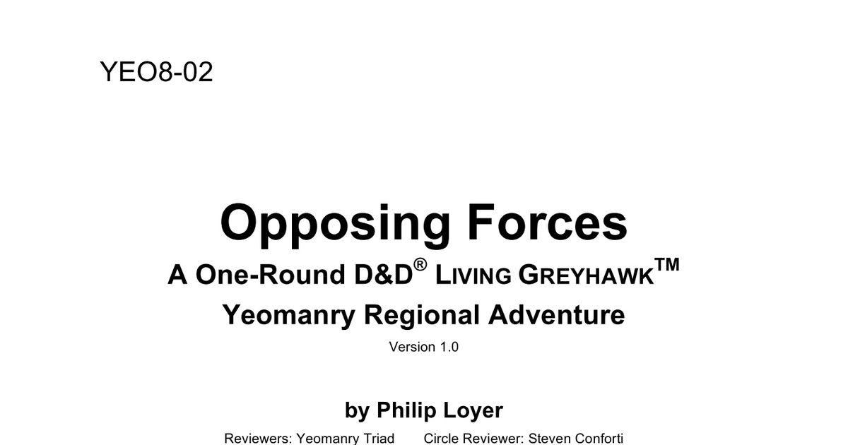 YEO802 Opposing Forces RPG Item RPGGeek