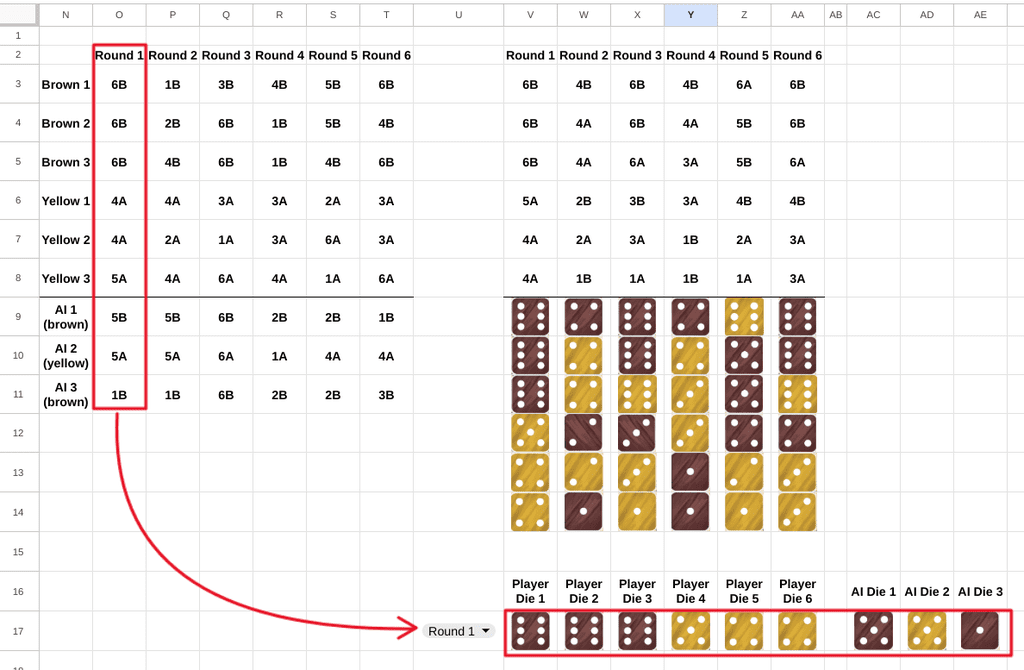 III. Building the Dice engine | DIY Board Game Spreadsheet Build ...
