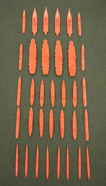 a picture showing of Axis & Allies: Pacific Japanese naval pieces in burnt orange