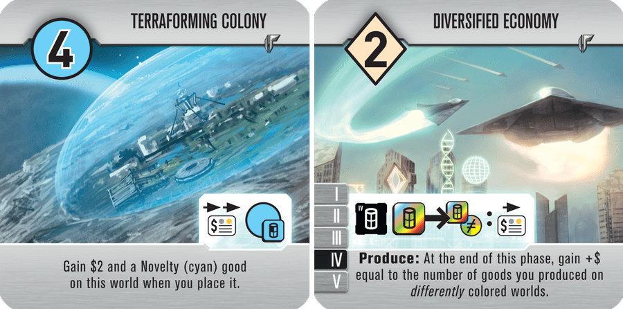 Both sides of the Terraforming Colony/Diversified Economy promo tile.