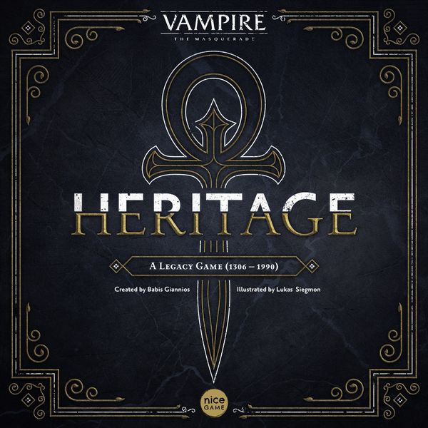 Vampire: The Masquerade – Heritage, Nice Game Publishing, 2019 — non-final front cover (image provided by the publisher)