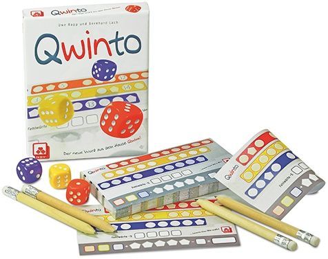 Qwinto, Nürnberger-Spielkarten-Verlag, 2015 — box and components (image provided by the publisher)