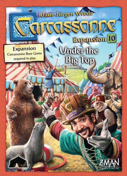 Carcassonne: Under the Big Top, Z-Man Games, 2017 — front cover (image provided by the publisher)