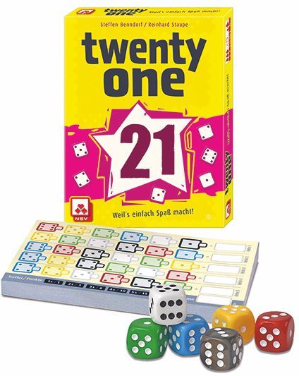 Twenty One, Nürnberger-Spielkarten-Verlag, 2017 — box and components (image provided by the publisher)