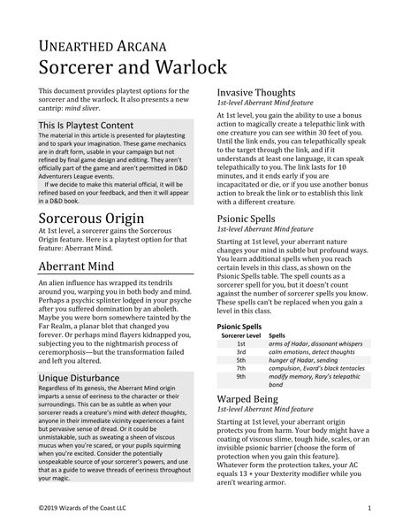 Unearthed Arcana 2019 09 05 Sorcerer And Warlock Image