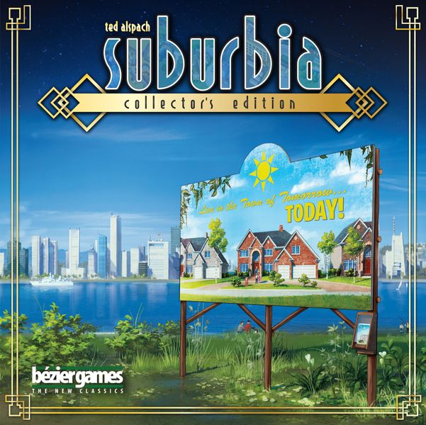 Suburbia: Collector's Edition, Bézier Games, 2019 — front cover (image provided by the publisher)