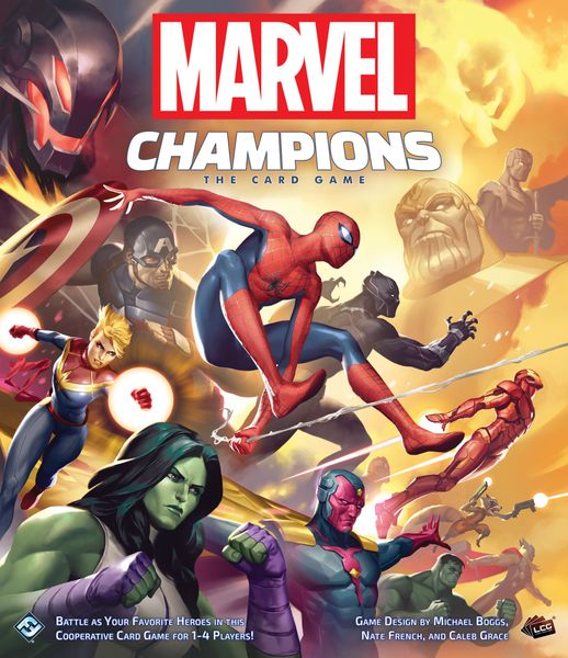 Marvel Champions: The Card Game, Fantasy Flight Games, 2019 — front cover (image provided by the publisher)