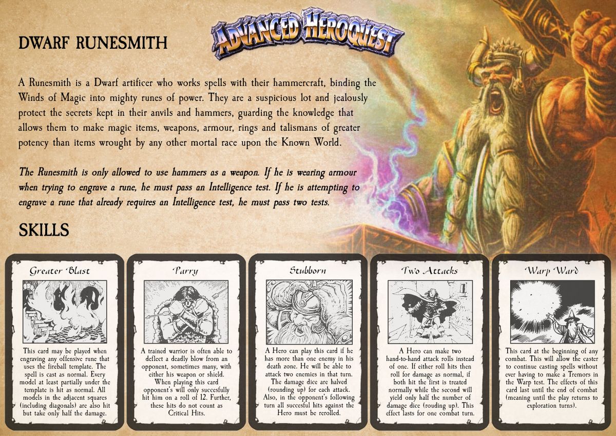 (Enhanced) Advanced heroquest character sheet + class abilities (update
