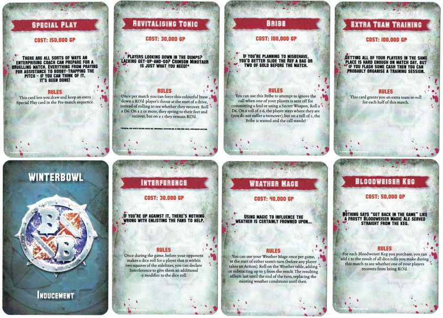 Blood Bowl WINTERBOWL ACTIVITY INDUCEMENT 24 CARDS League Play Promo Pack Deck