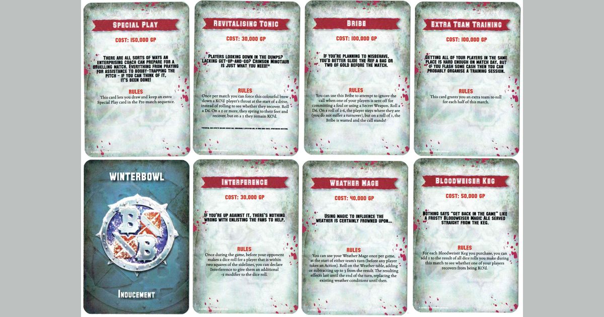 Blood Bowl WINTERBOWL ACTIVITY INDUCEMENT 24 CARDS League Play Promo Pack Deck