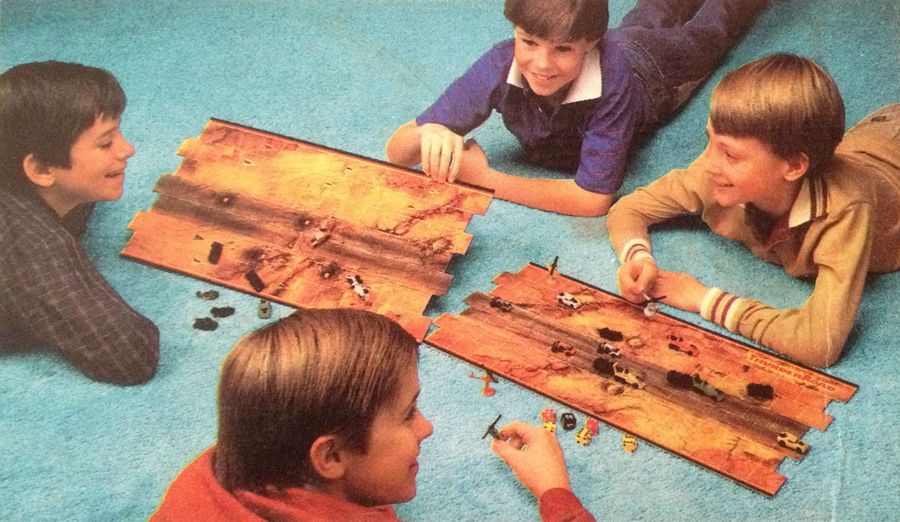 Boys playing from front of US first edition box.