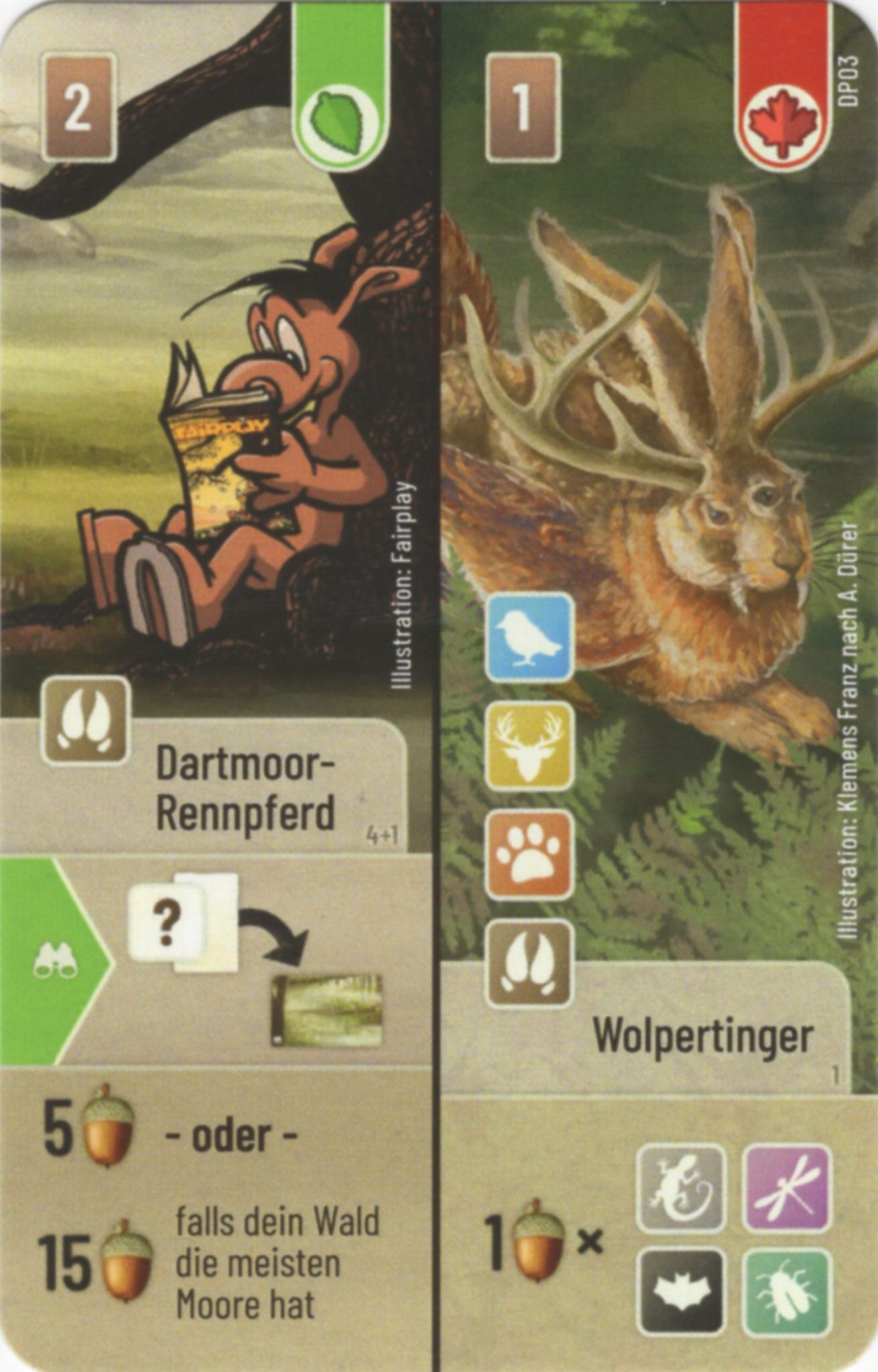 Forest Shuffle: Dartmoor – Dartmoor Rennpferd / Wolpertinger Promo Card