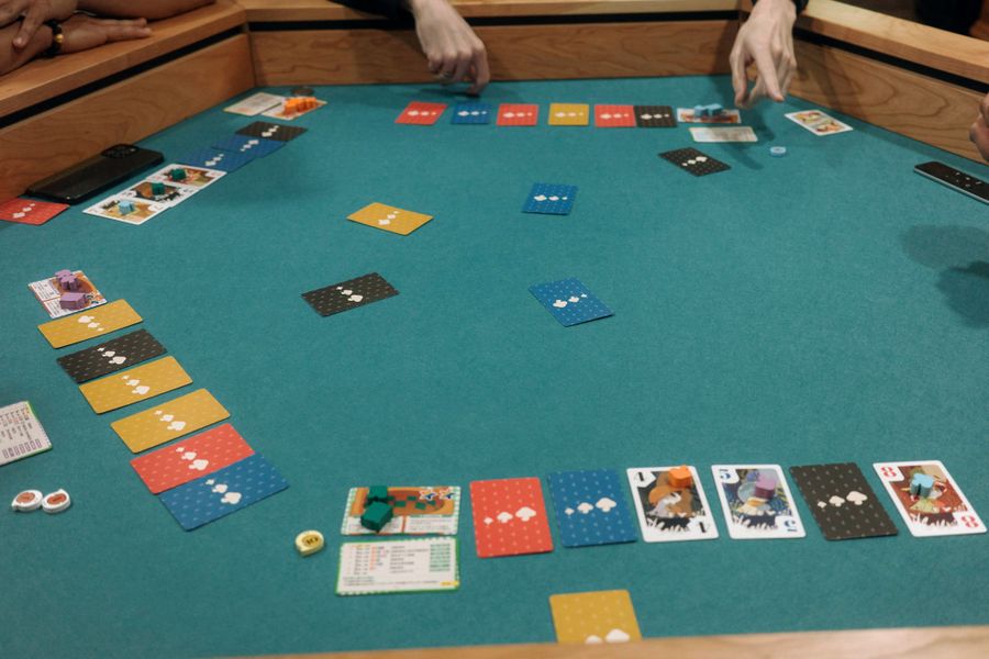 A game of Mushroom Sort, with a cameo from Sai Beppu's ghost tokens.