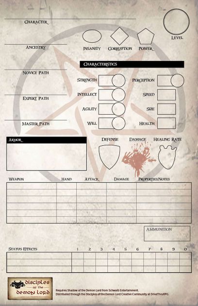 Shadow of the Demon Lord Character Portfolio | RPG Item | RPGGeek