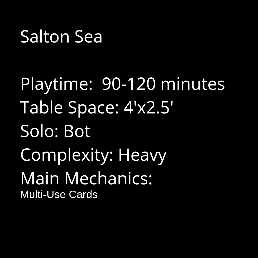 Board Game Views ~ Salton Sea. A big game in a small box