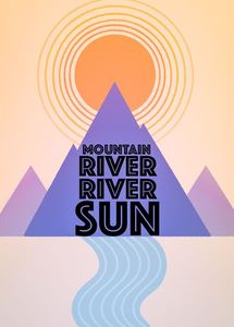 Mountain, River, River, Sun