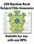 RPG Item: FGM037d: d30 Random Book Subject/Title Generator