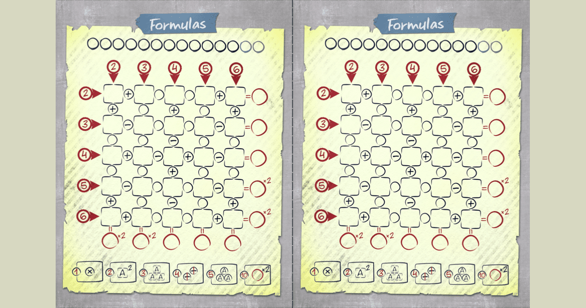 Print and Play: Formulas | Juegos Roll & Write